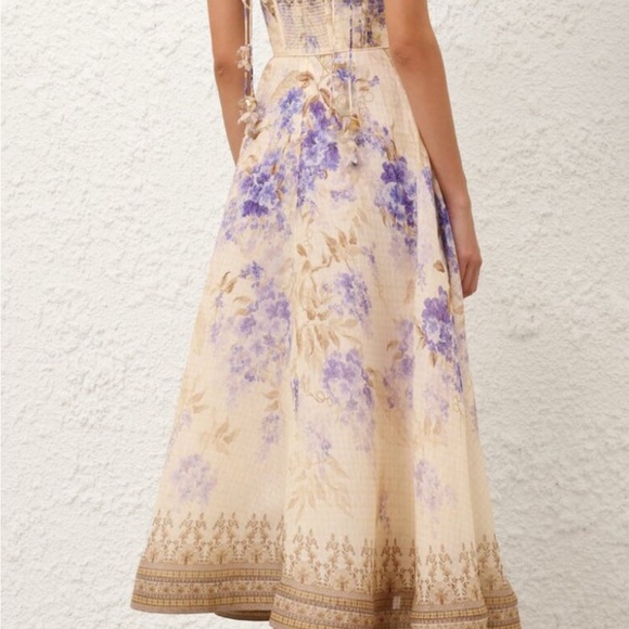 HERMOSA Cream and purple  A-line Sleeveless elegant dress final sale - Picture 5 of 9